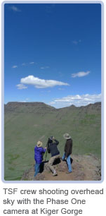 TSF crew shooting overhead sky with the Phase One camera at Kiger Gorge
